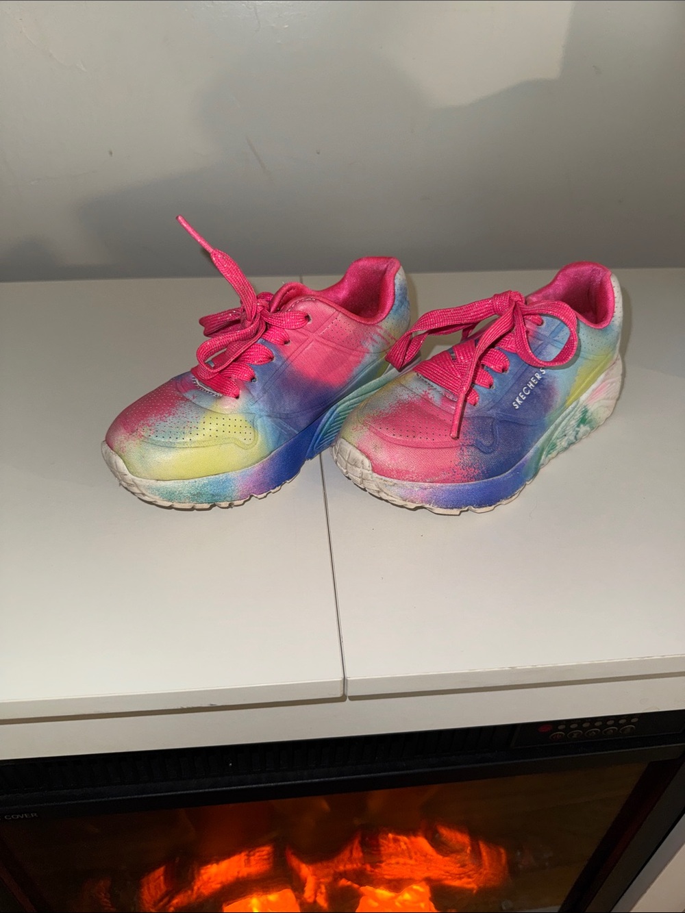 Skechers Kids Tie-Dye Rainbow Sneakers - Pink, Blue, Yellow